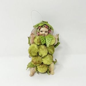 Vintage Mark Roberts Collection Green Grape Baby Fairy Christmas Ornament 5.5"H
